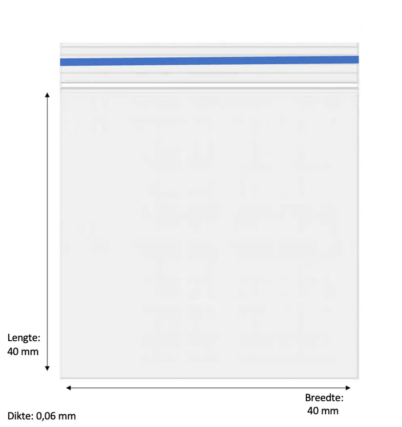 40 x 40mm 60 micron 1000 stuks – Blauw
