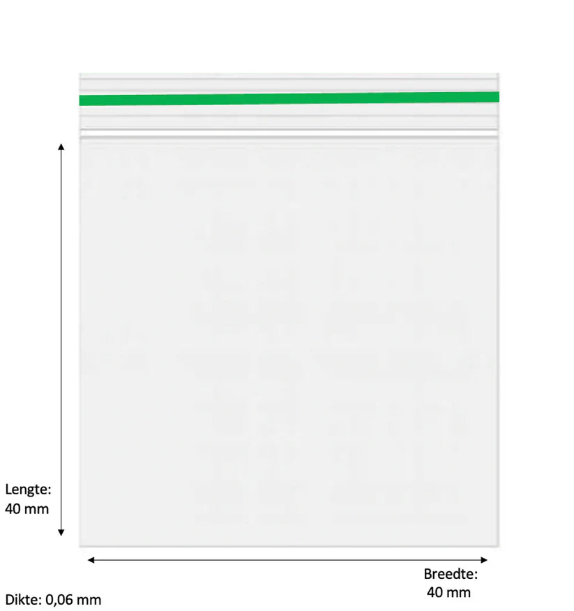 40 x 40mm 60 micron 1000 stuks – Groen
