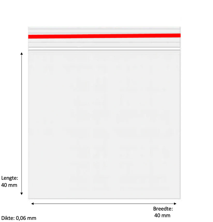 40 x 40mm 60 micron 1000 stuks – Rood