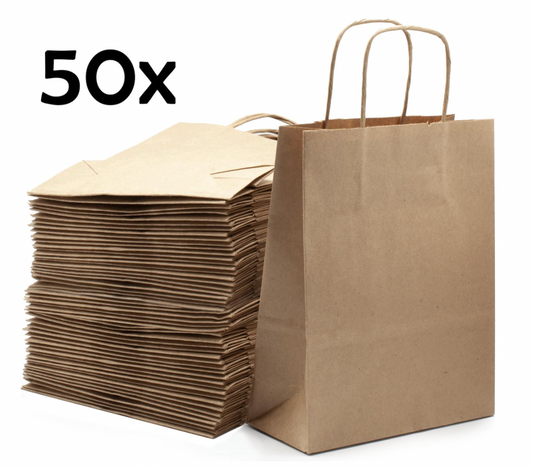 Papieren Tas (S) – Bruin Kraft – 50 Stuks