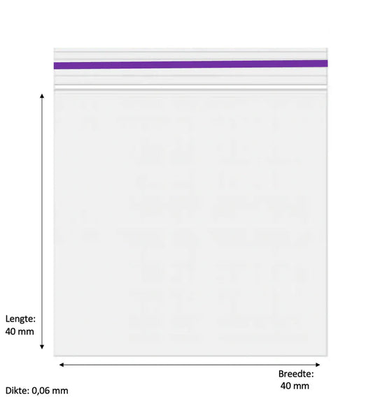 40 x 40mm 60 micron 1000 stuks – Paars