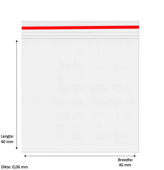 40 x 40mm 60 micron 1000 stuks – Rood