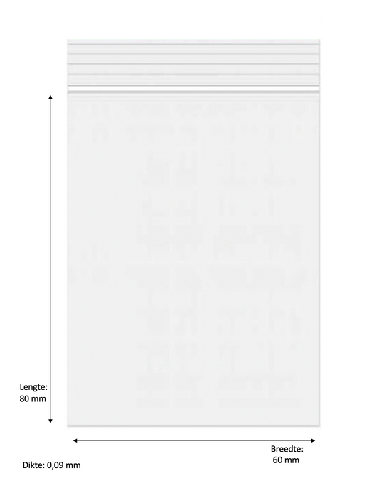 80 x 60mm 90 micron 1000 stuks – Transparant