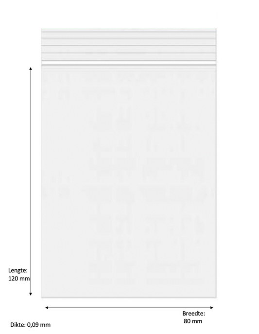120 x 80mm 90 micron 1000 stuks – Transparant
