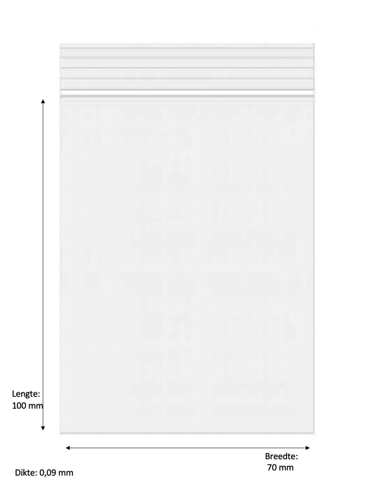 100 x 70mm 90 micron 1000 stuks – Transparant