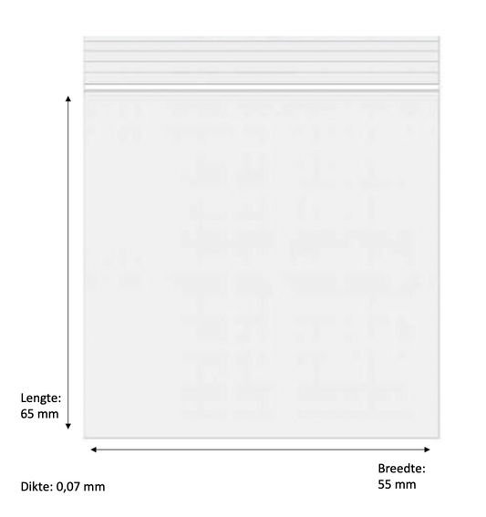 1000x Gripzakjes 55x65 mm 90 micron blanco - Ziplock Bag blanco - Uitdeelzakjes