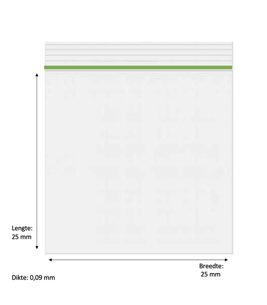 1000x Gripzakjes 25 x 25mm 90 micron Groen